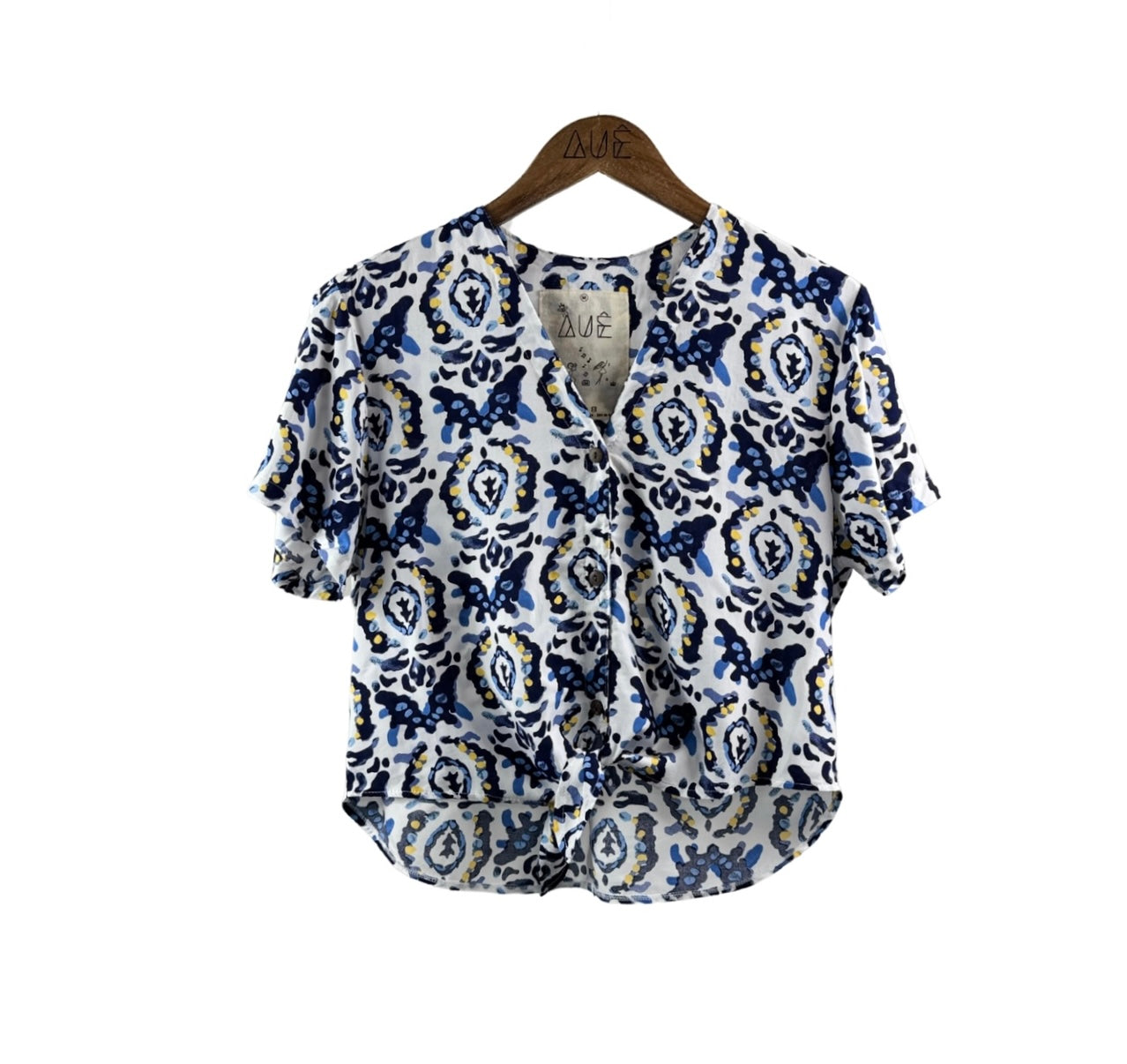 Blue Lies Button Up Crop Top
